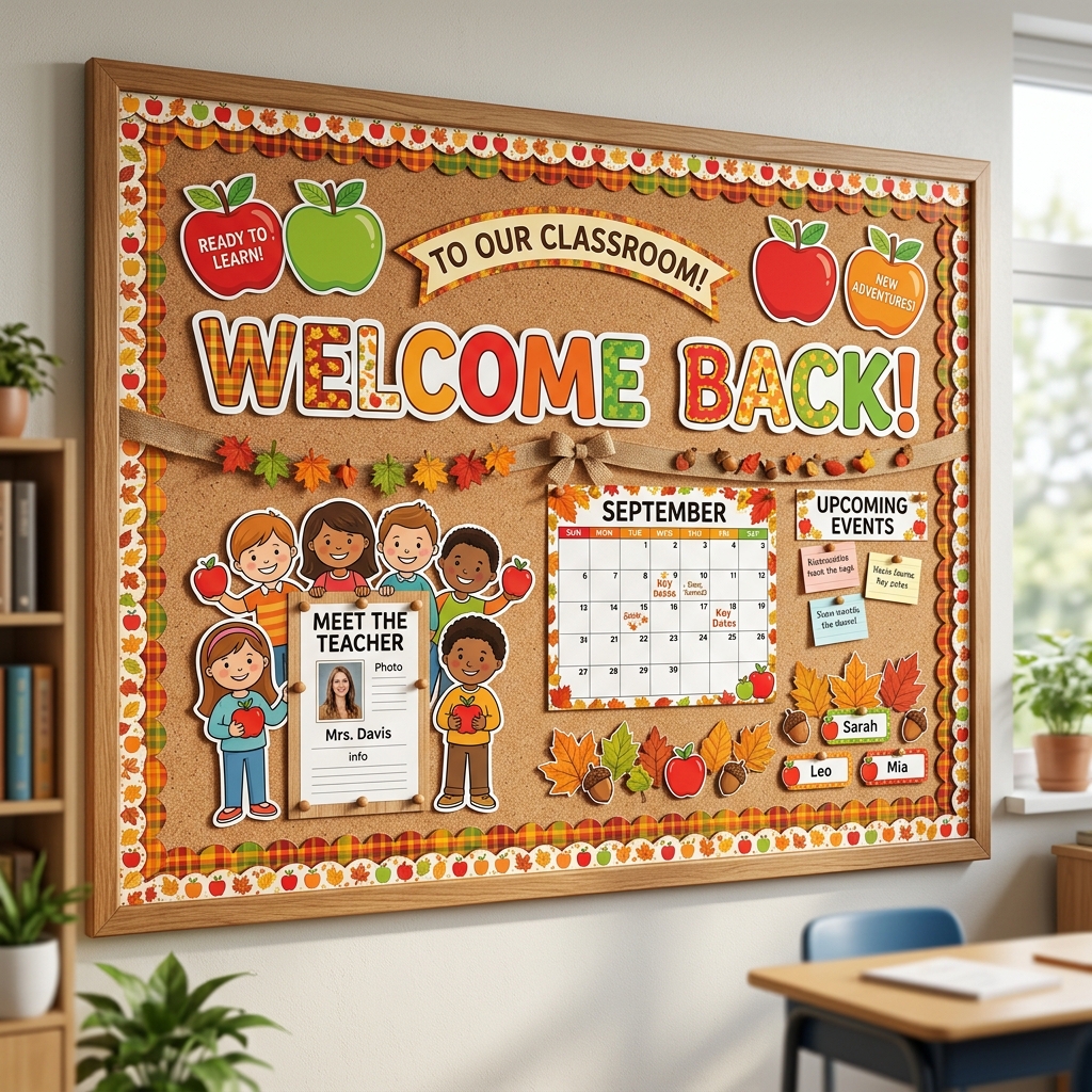 Classroom bulletin board created with BoardCraft
